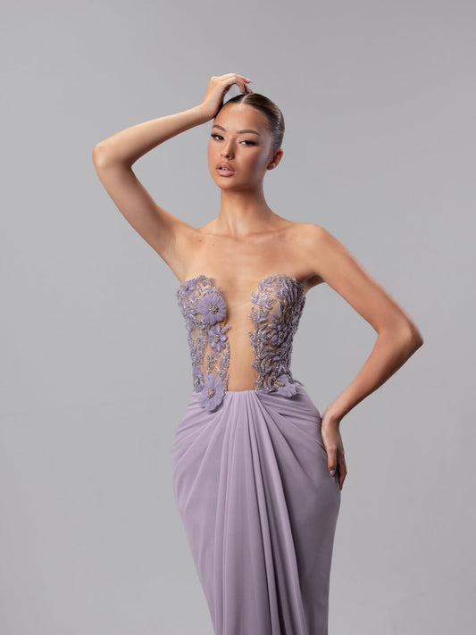 Sexy Sleeveless Deep V-Neck Embroidery Mermaid Prom Dress