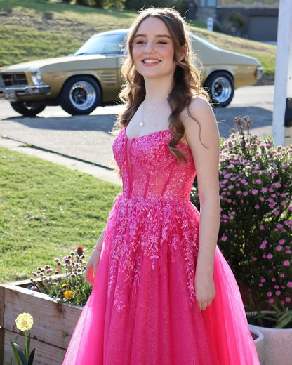 Sleeveless Spaghetti Straps Sweetheart A-Line Sequins Prom Dress