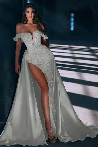 Blue Sweetheart Mermaid Prom Dress Sequins With Slit