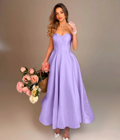 Elegant Sky Blue Sleeveless Sweetheart A-Line Evening Dress