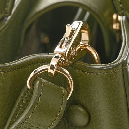 Grained Calfskin Mini Neo Executive Shopper Tote Khaki