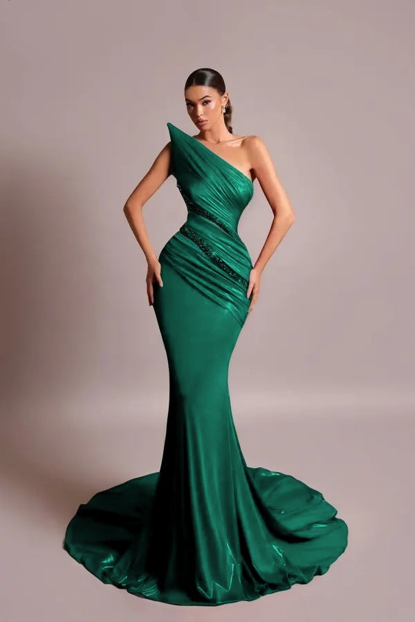 Red Strapless Long Prom Dress Mermaid Sleeveless with Sequins