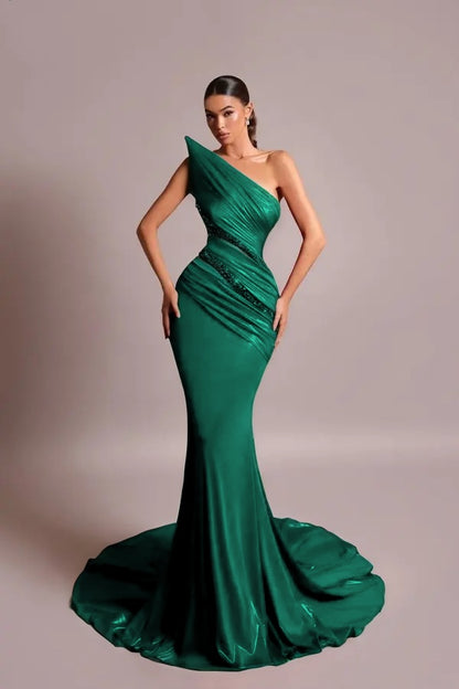 Red Strapless Long Prom Dress Mermaid Sleeveless with Sequins