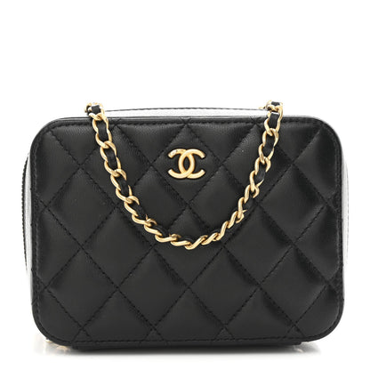 Lambskin Quilted CC Pearl Crush Camera Case Black