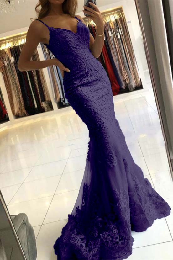 Mermaid Sky Blue Spaghetti-Straps Evening Dress