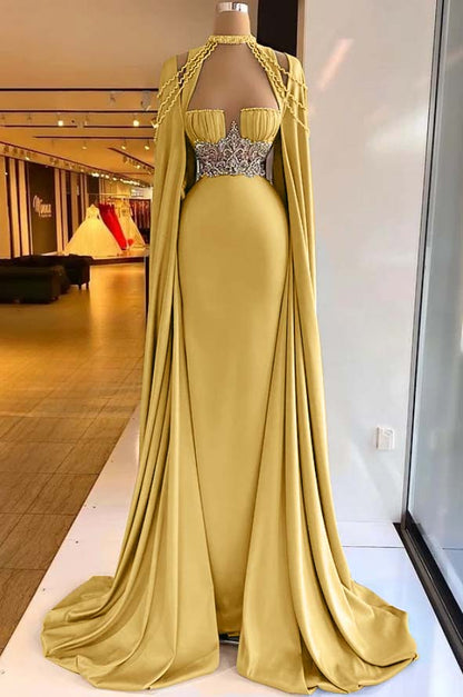 Elegant Straps Square Sage Green Mermaid Evening Dress With Beads