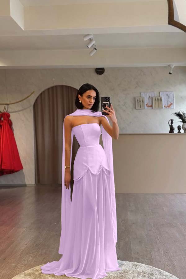 Glamorous White Satin Sleeveless Strapless Long Pleated Prom Dress with Beadings