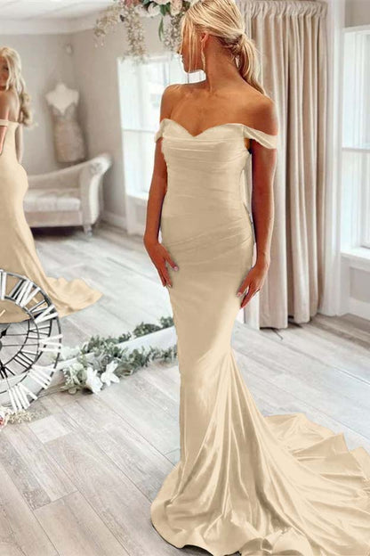 Off-The-Shoulder Mermaid Royal Blue Prom Dress
