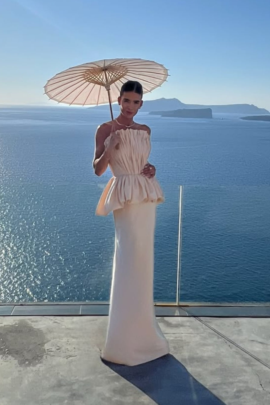 Stunning Sleeveless Square Pleated Evening Dress