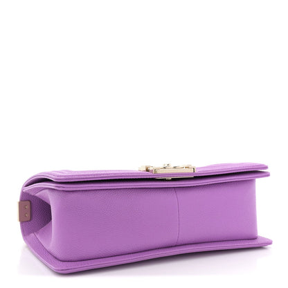Caviar Quilted Medium Boy Flap Purple
