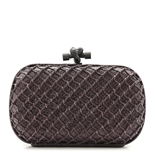 Lizard Intrecciato Knot Clutch Purple