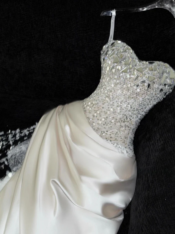 Ivory Beaded Long Prom Dress Sexy Evening Party Gown Birthday Dress fg8214