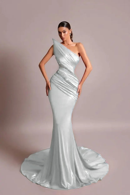 Red Strapless Long Prom Dress Mermaid Sleeveless with Sequins