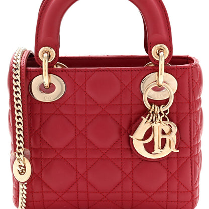 Lambskin Cannage Mini Lady Dior Red