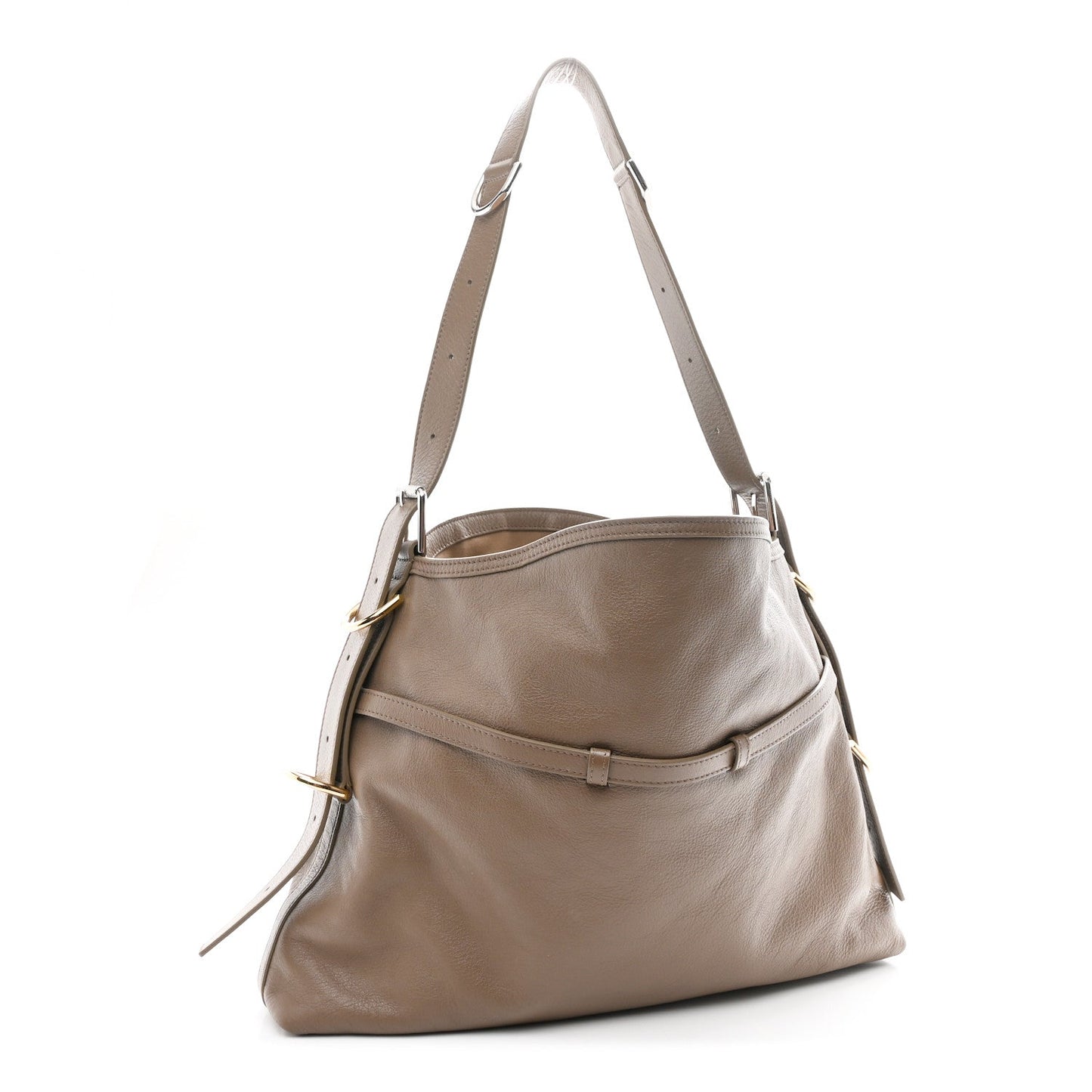 Tumbled Calfskin Medium Voyou Bag Taupe