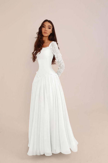 Glamorous Candy Pink Chiffon Long Sleeves Long Evening Dress With Sequins