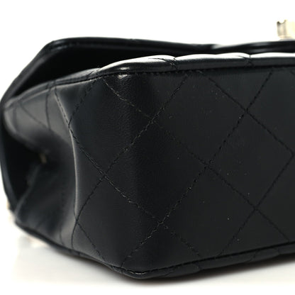 Lambskin Quilted Mini Rectangular Flap Black