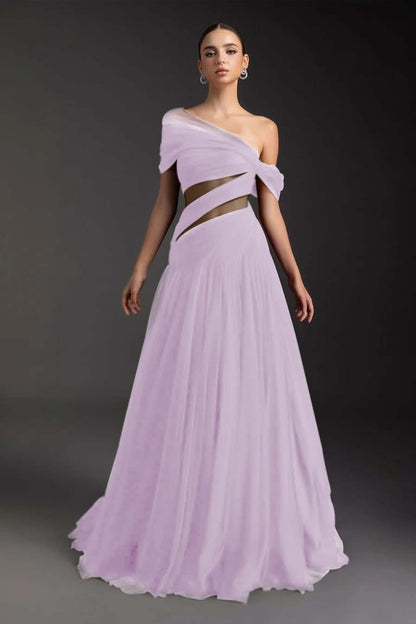 SleevelessOff-Shoulder A-Line Prom Dress
