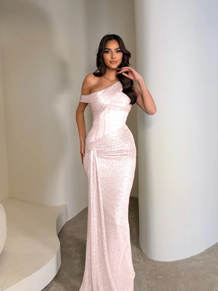 Stunning Sleeveless Sequins Floor Long Mermaid Evening Dress