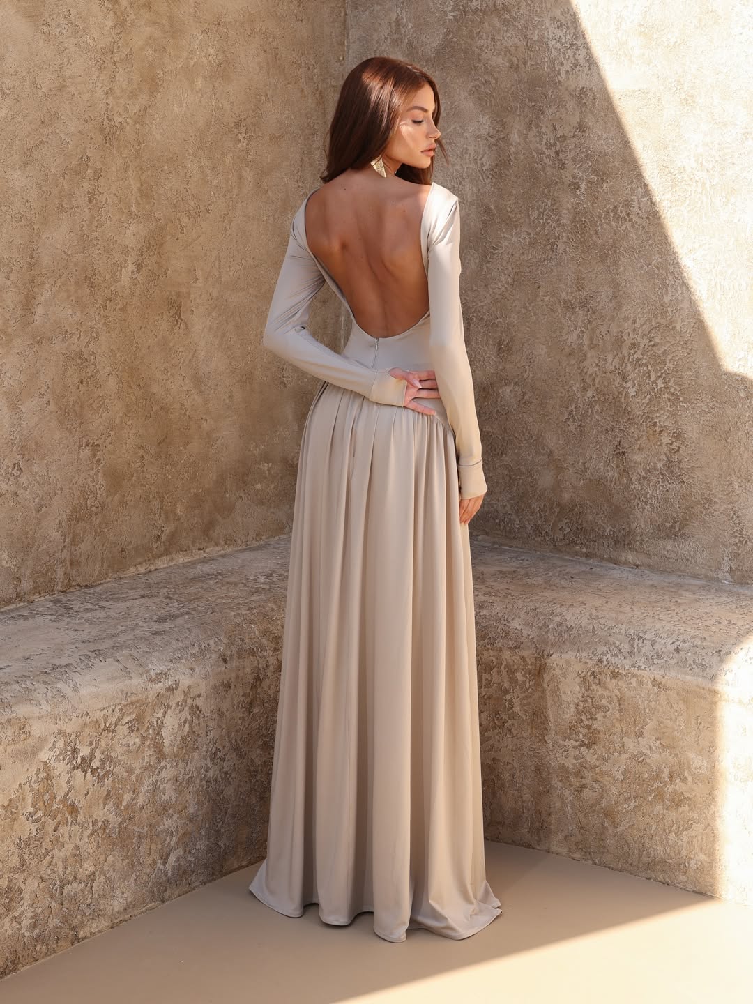 Charming Long Sleeves Satin Evening Dress With Shawl