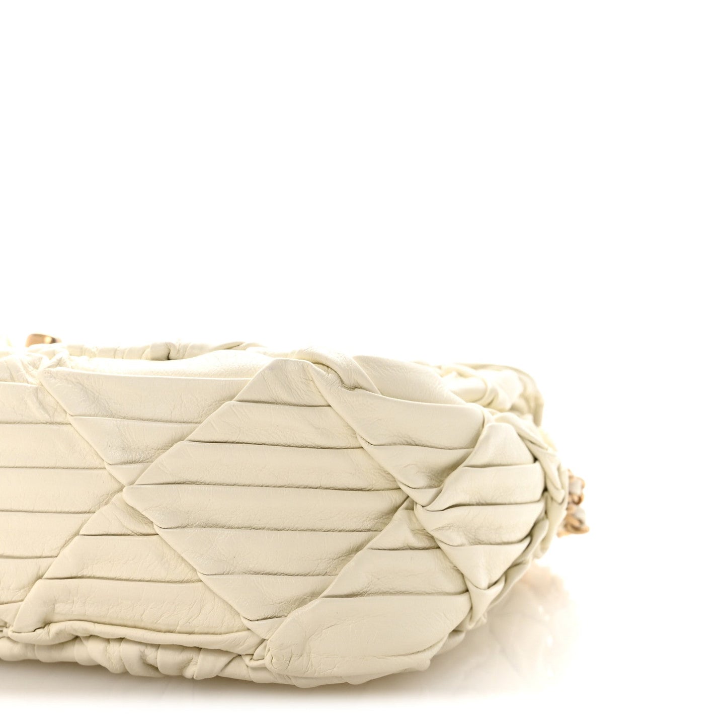 Pleated Calfskin Quilted Medallion Flap White