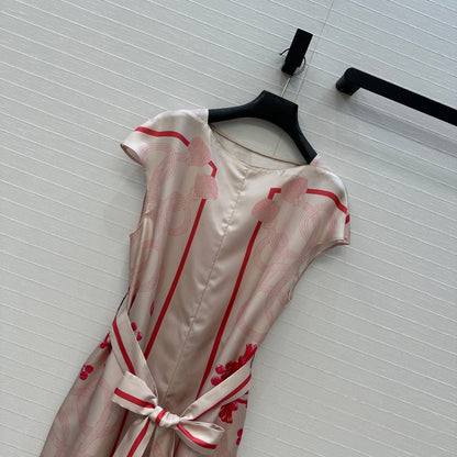 HM 25S Palefroi Remix Sleeveless Dress Graphic Print in Pink Silk