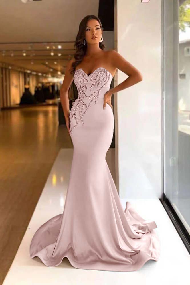 Pretty Long Prom Dress Mermaid Sweetheart With Beads