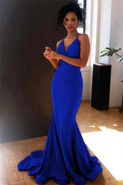 Spaghetti-Straps Mermaid Long Evening Gown