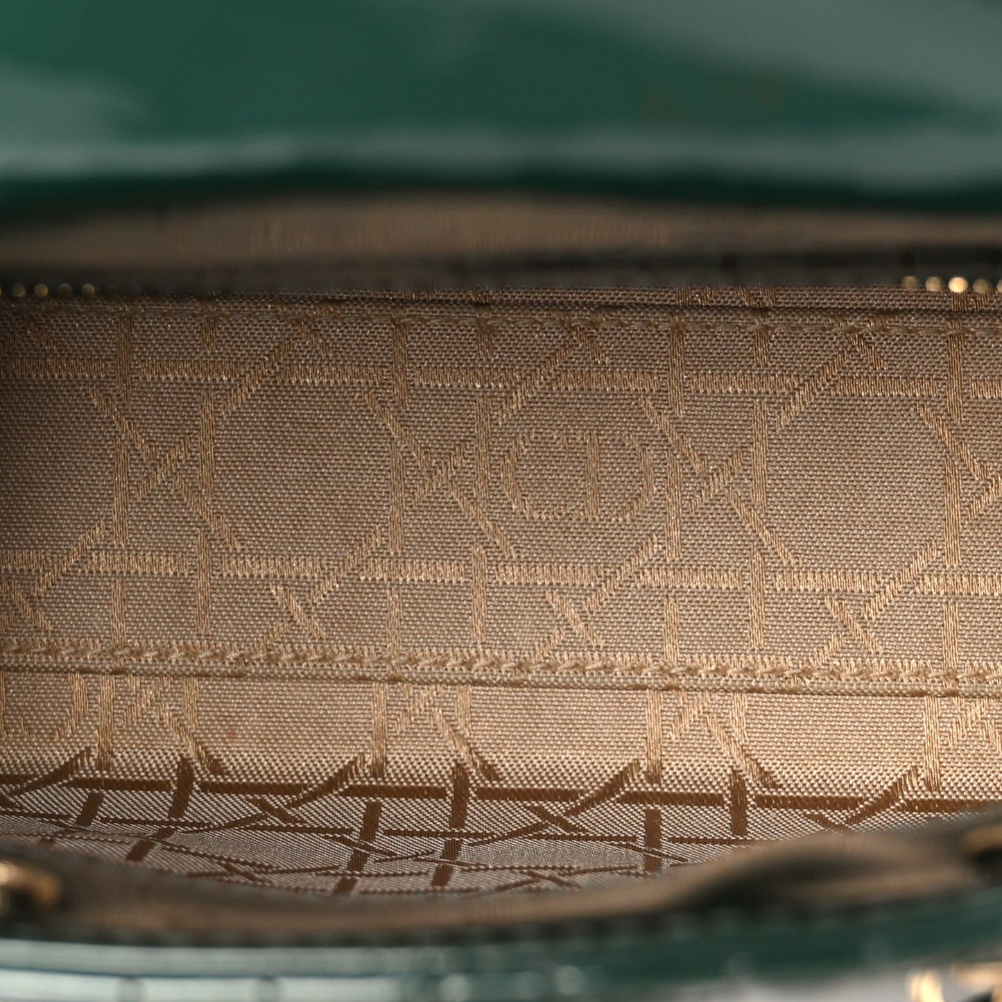 Patent Cannage Mini Lady Dior Pine Green