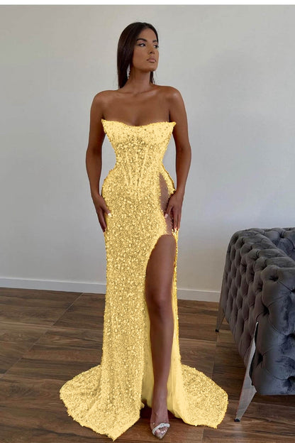 Gorgeous Sequins Mermaid Sweetheart Prom Dress Slit With Sleeveless Orange