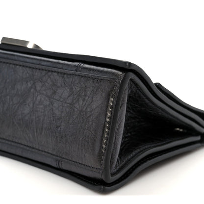 Metallic Crushed Calfskin Quilted Small Crush Chain Bag Steel Grey