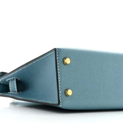 Epsom Mini Kelly Sellier 20 New Blue Jean