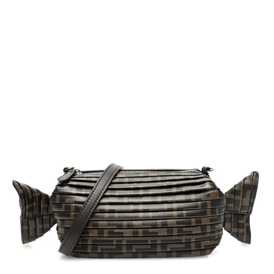 Glazed Fabric FF Pleated Candy Bag Brown