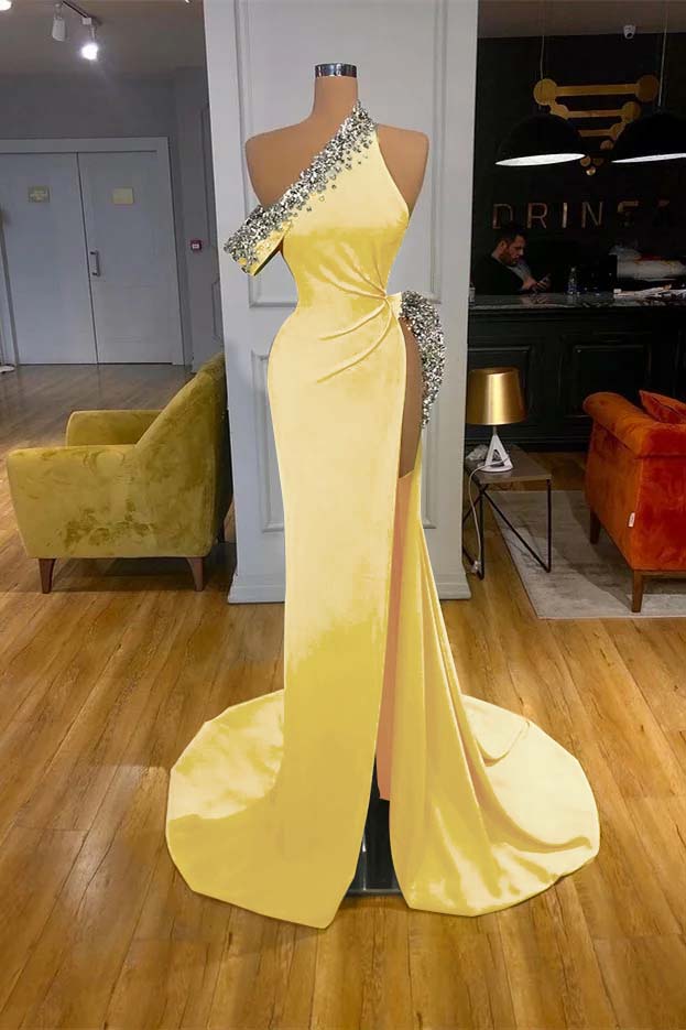 Mermaid Beadings Glorious Prom Dress Off-The-Shoulder With Slit
