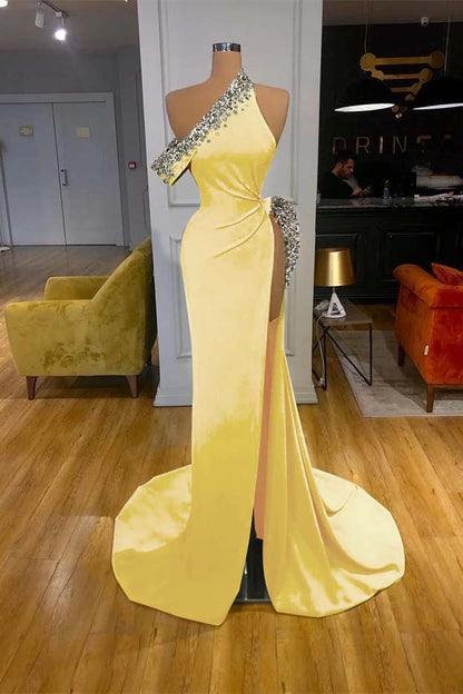Mermaid Beadings Glorious Prom Dress Off-The-Shoulder With Slit