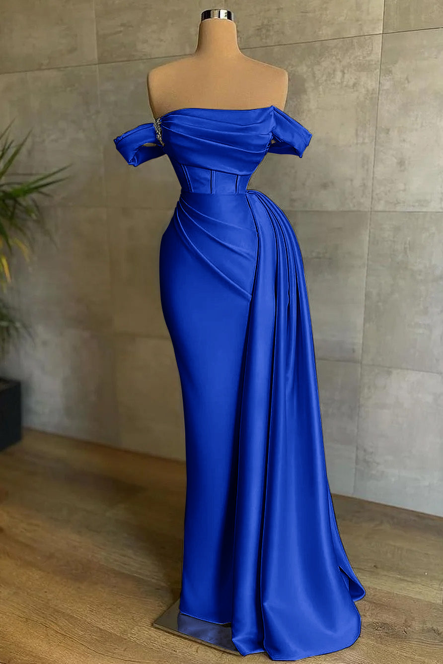 White Mermaid Prom Dress Off-The-Shoulder