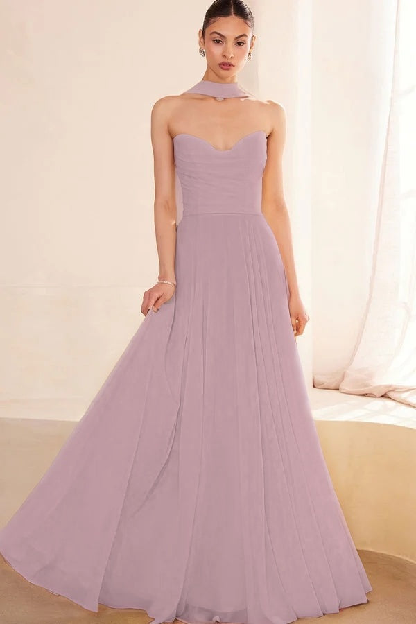 Graceful Yellow Sleeveless Strapless V-Neck Evening Dress With Scarf