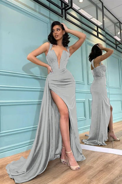 Dark Green Mermaid Evening Dress With Slit