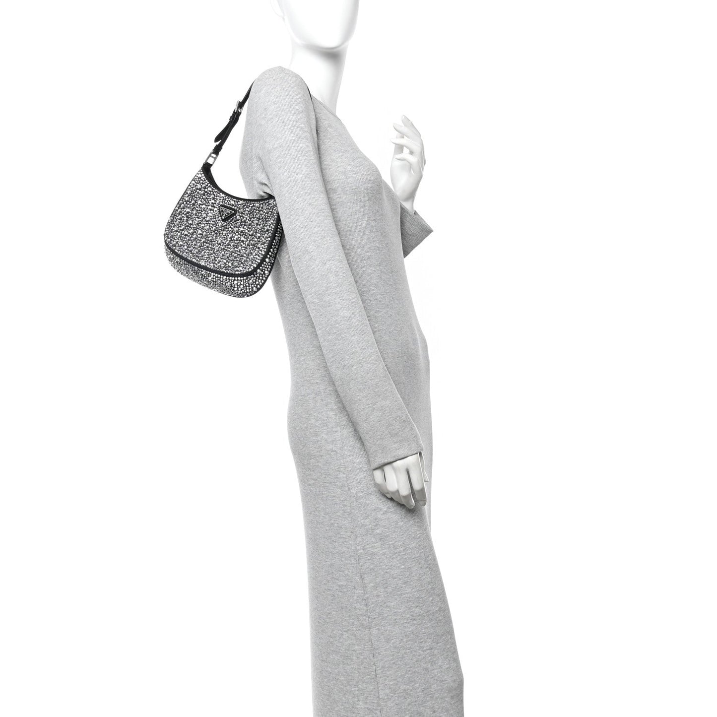 Satin Crystal Cleo Adjustable Strap Shoulder Bag Metal