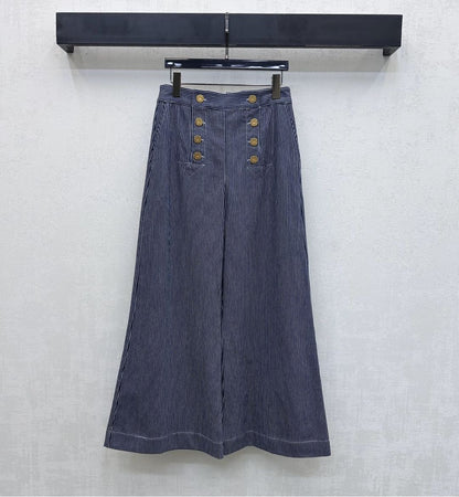 Zimmermann Striped Straight-leg Trousers Twill Cotton 350328