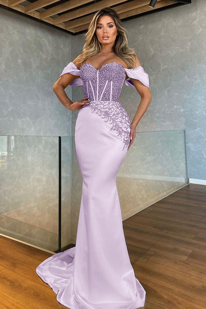 White Sweetheart Mermaid Evening Dress With Appliques