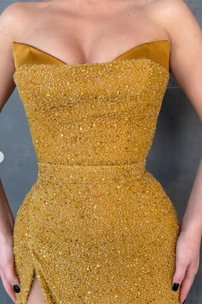 Sweetheart Long Sequins Mermaid Evening Dress With Slit