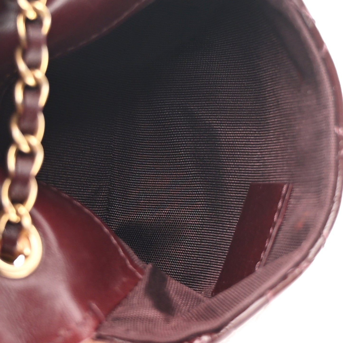 Shiny Aged Calfskin Quilted Waist Belt Bag Burgundy