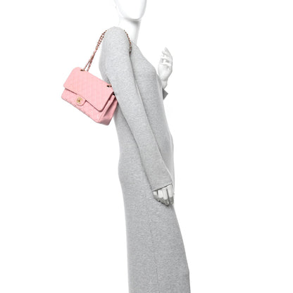 Caviar Quilted Medium Double Flap Pink