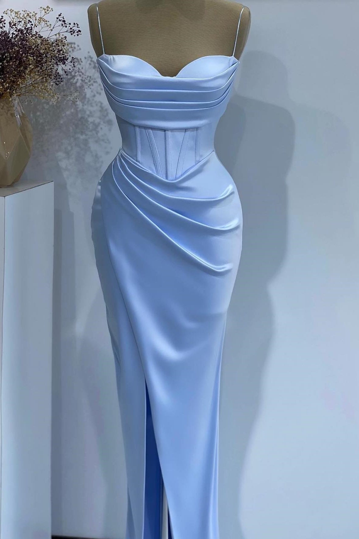 Sweetheart Prom Dress With Spaghetti-Straps Online Mermaid Baby Blue