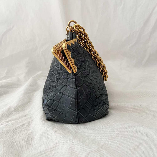 Bottega Veneta Vendome Sable Ardoise  Crocodile Shoulder Bag