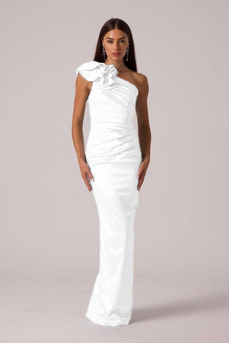 Elegant Sleeveless Mermaid One Shoulder Long Prom Dress