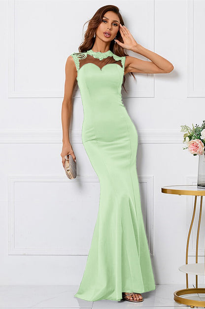 Black Mermaid Sleeveless Evening Dress High Collar With Beadings Online