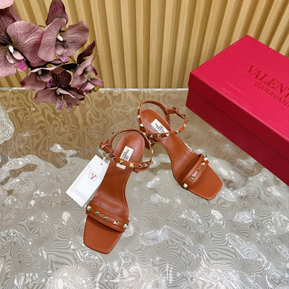 High Sandal 86mm In Brown Cowhide 102064