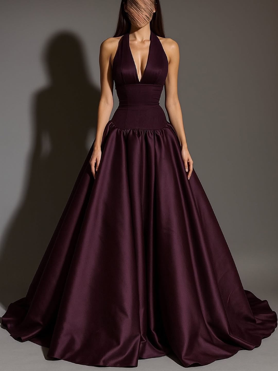 Sexy Sleeveless Halter Straps A-Line Deep V-Neck Long Prom Dress